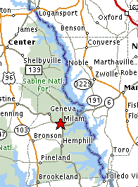 map of Toledo Bend Lake